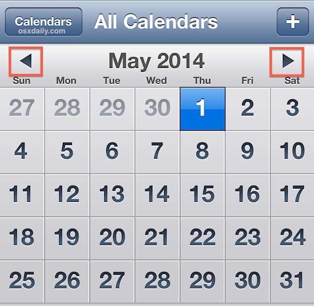 Fast calendar navigation in iOS