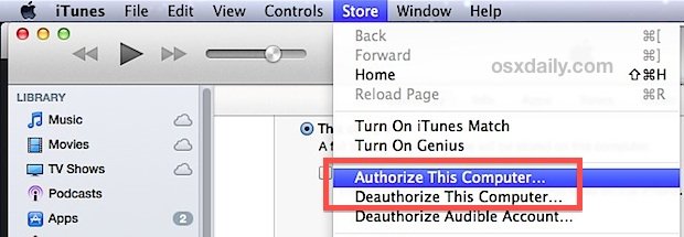 Authorize iTunes to sync to your computer