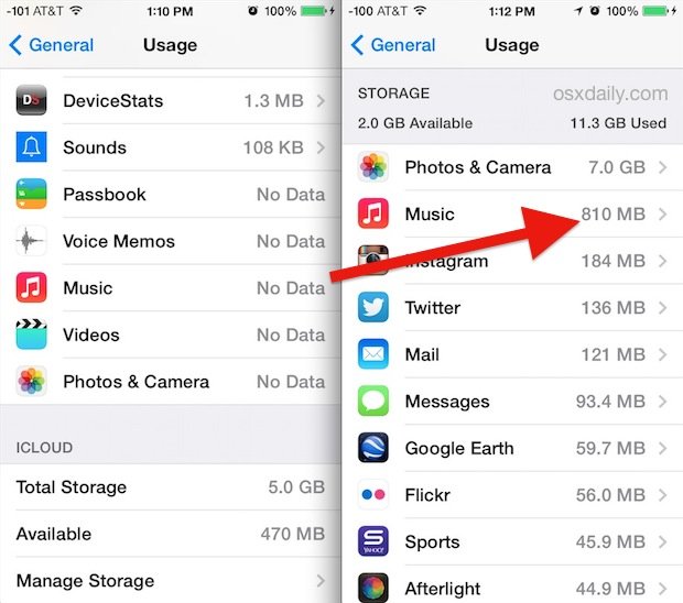 Recalculate usage statistics in iOS settings