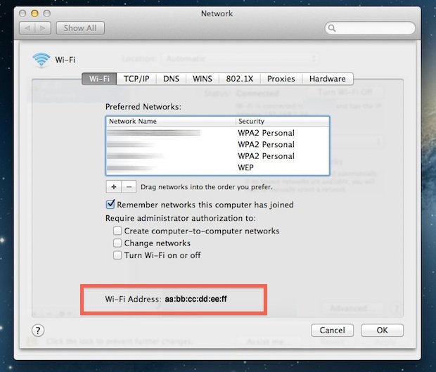 Find the MAC address of Mac OS X.