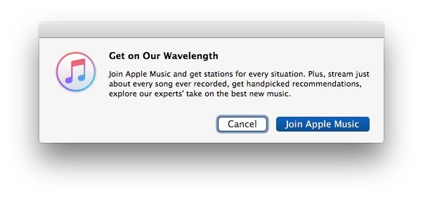 Apple Music pops up in iTunes